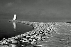 HEFNER LIGHTHOUSE IN WINTER by Paul Johnson